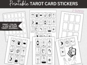 Printable Tarot Card Stickers for Tarot Card Journal Witch Planner Bullet Journal Coloring Page Digital Stickers Tarot Spreads for Beginners