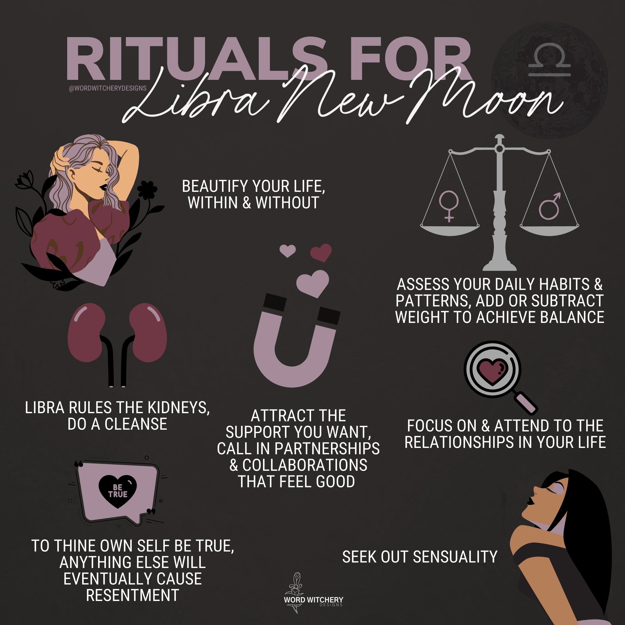 SelfCare Rituals for the New Moon in Libra Word Witchery Designs