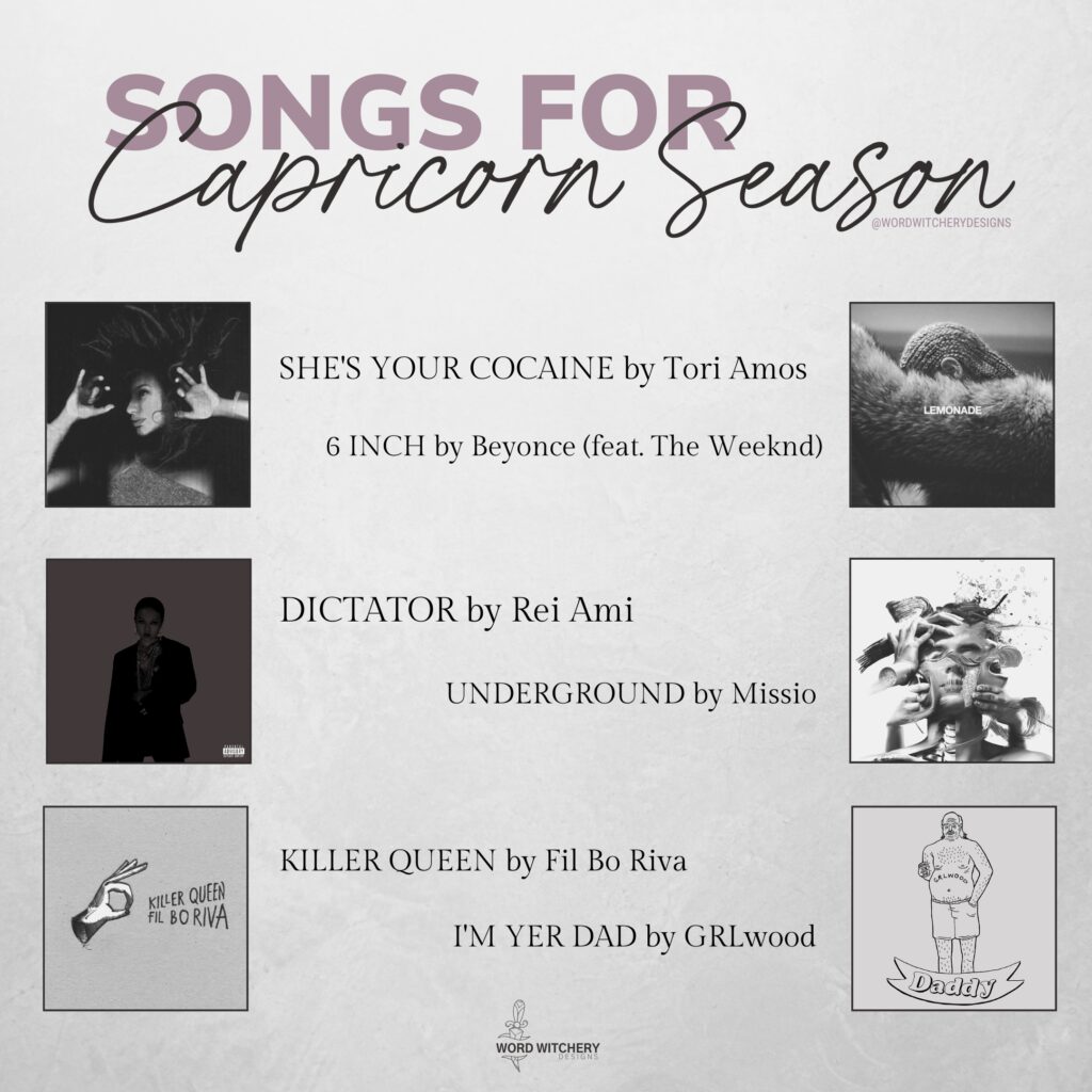 Songs for Capricorn Season Playlist Word Witchery Designs