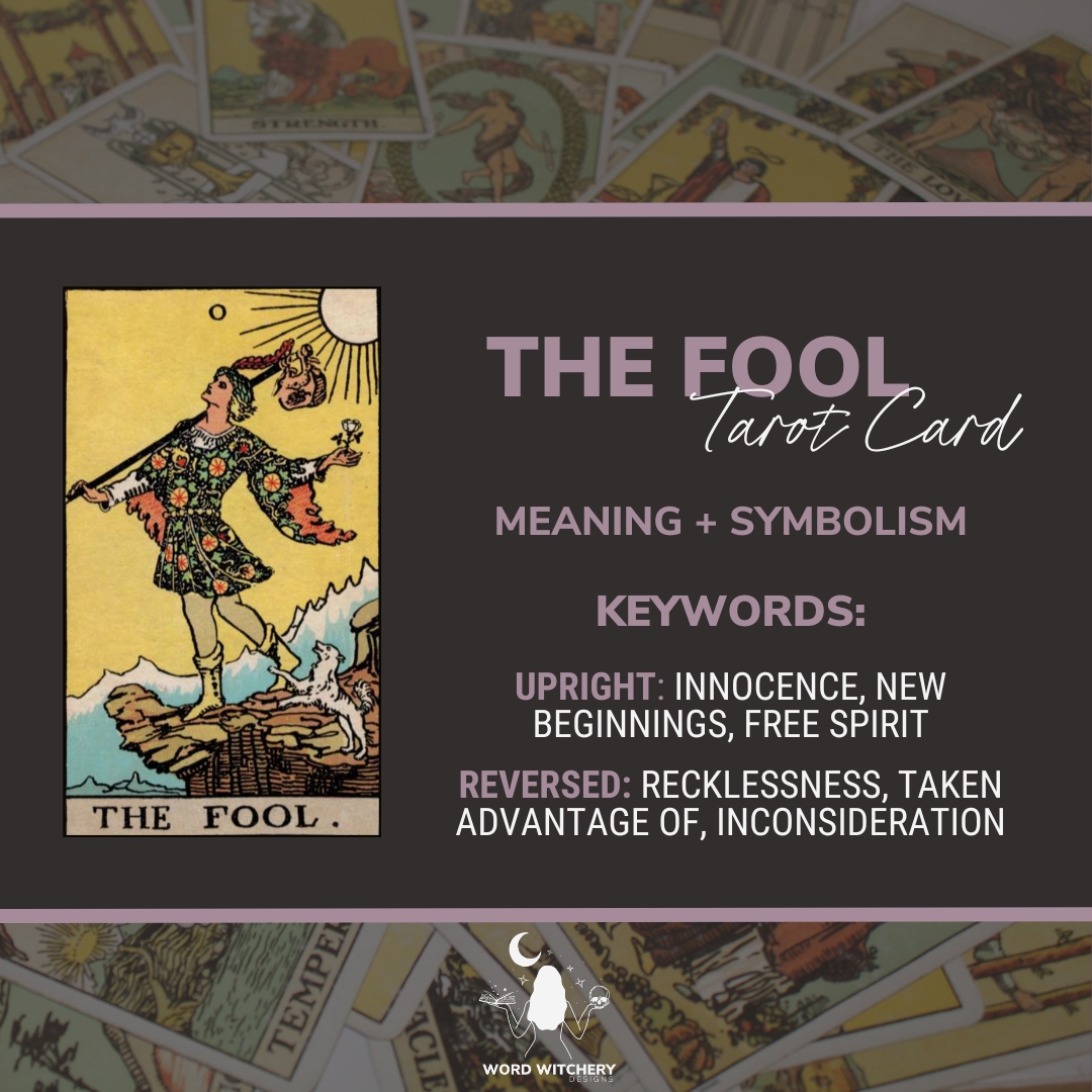 The Fool Tarot Card Meaning Word Witchery Designs